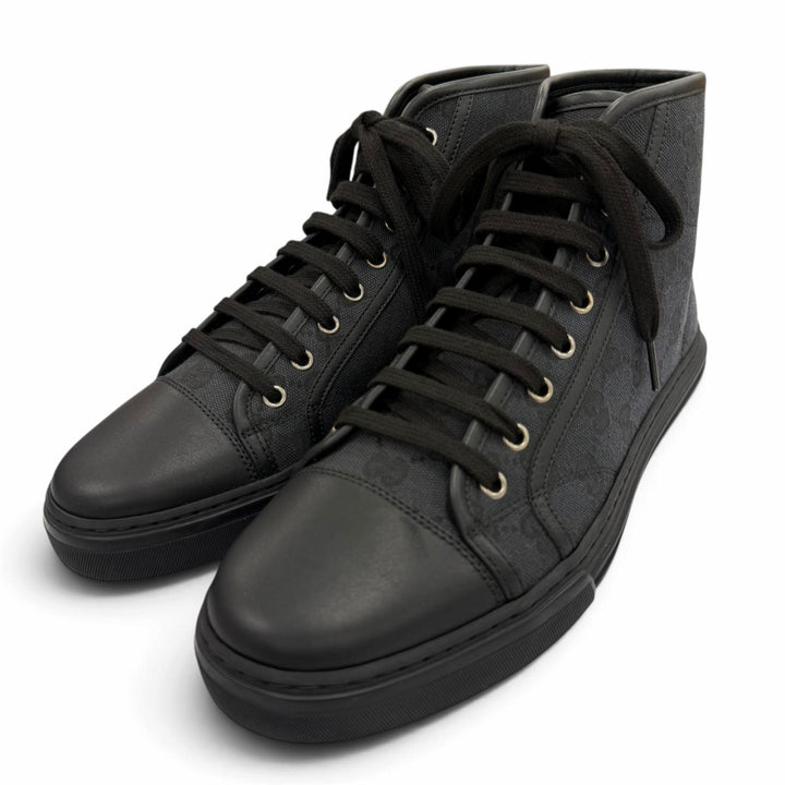 Excellent GUCCI High cut sneakers GG canvas black canvas mens 7.5 426188