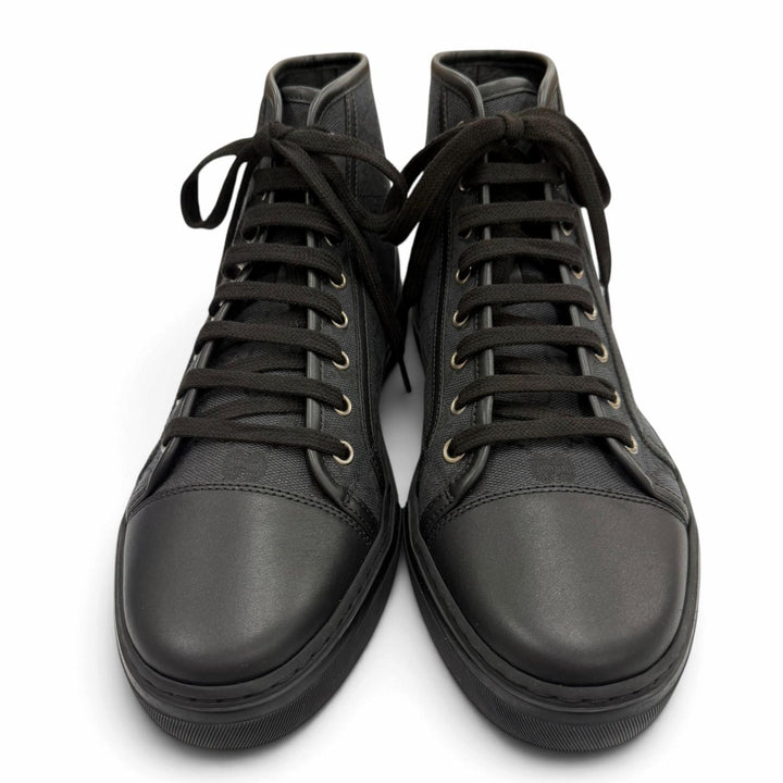 Excellent GUCCI High cut sneakers GG canvas black canvas mens 7.5 426188