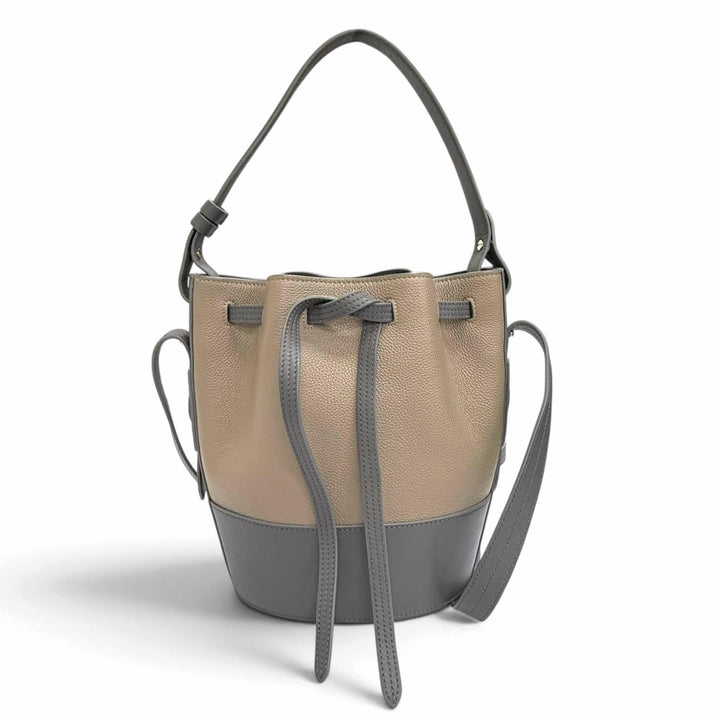 Excellent MORABITO Shoulder Bag Logo drawstring 2-way leather handbag beige