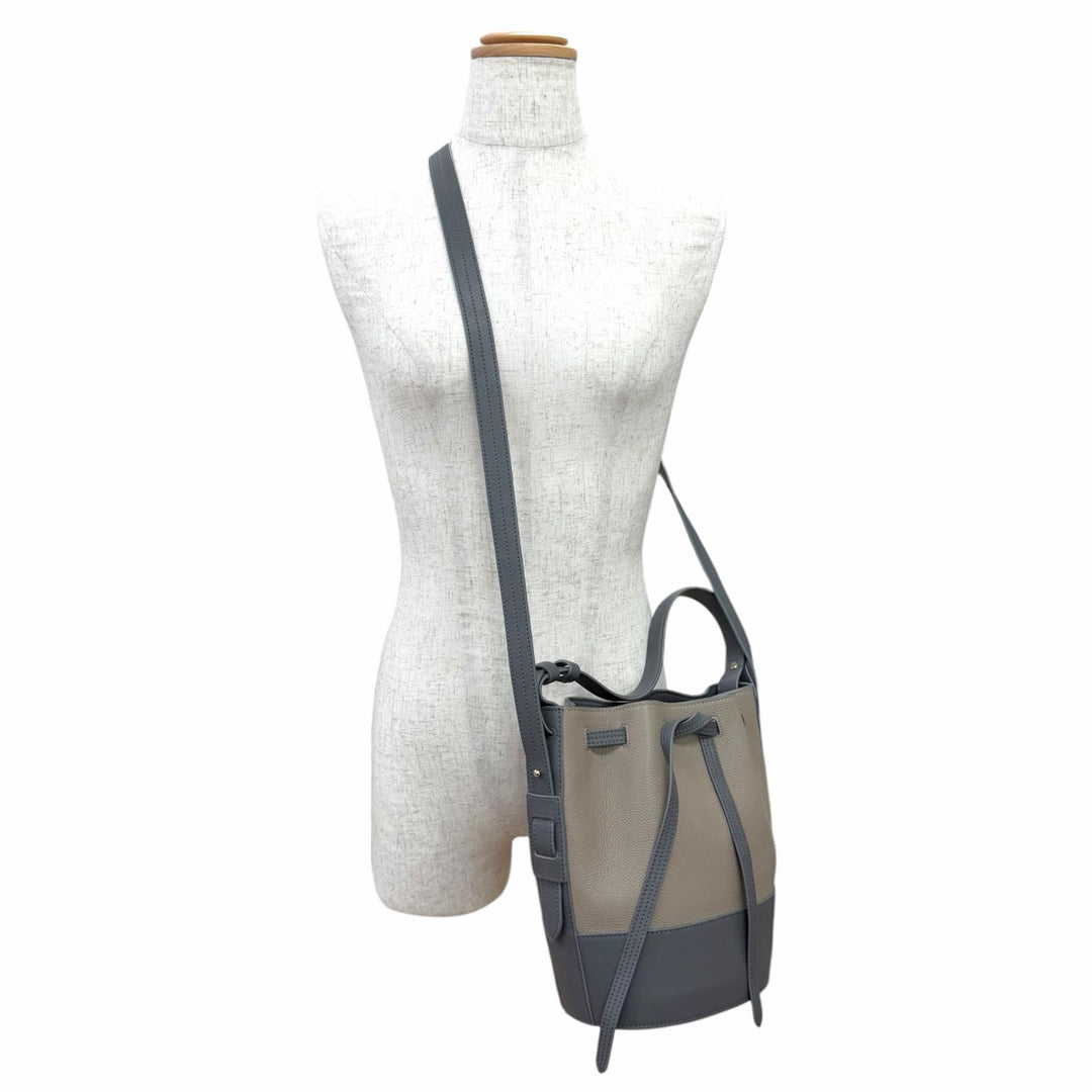 Excellent MORABITO Shoulder Bag Logo drawstring 2-way leather handbag beige