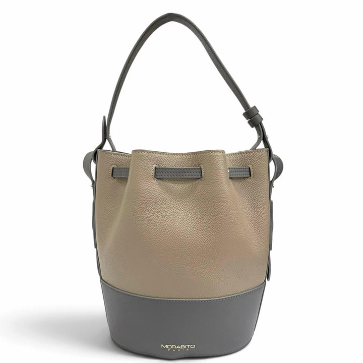 Excellent MORABITO Shoulder Bag Logo drawstring 2-way leather handbag beige