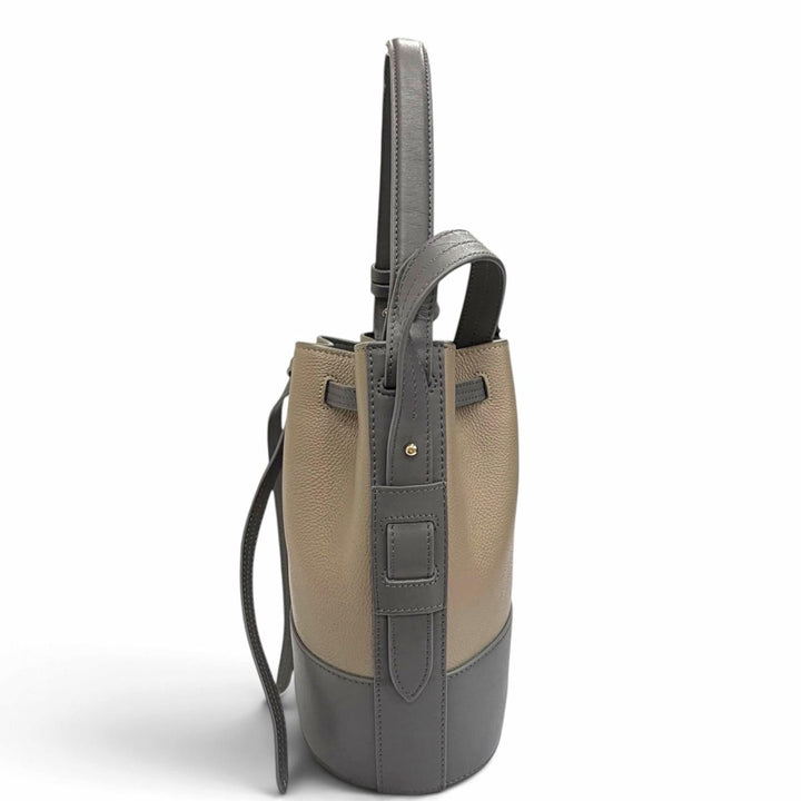 Excellent MORABITO Shoulder Bag Logo drawstring 2-way leather handbag beige