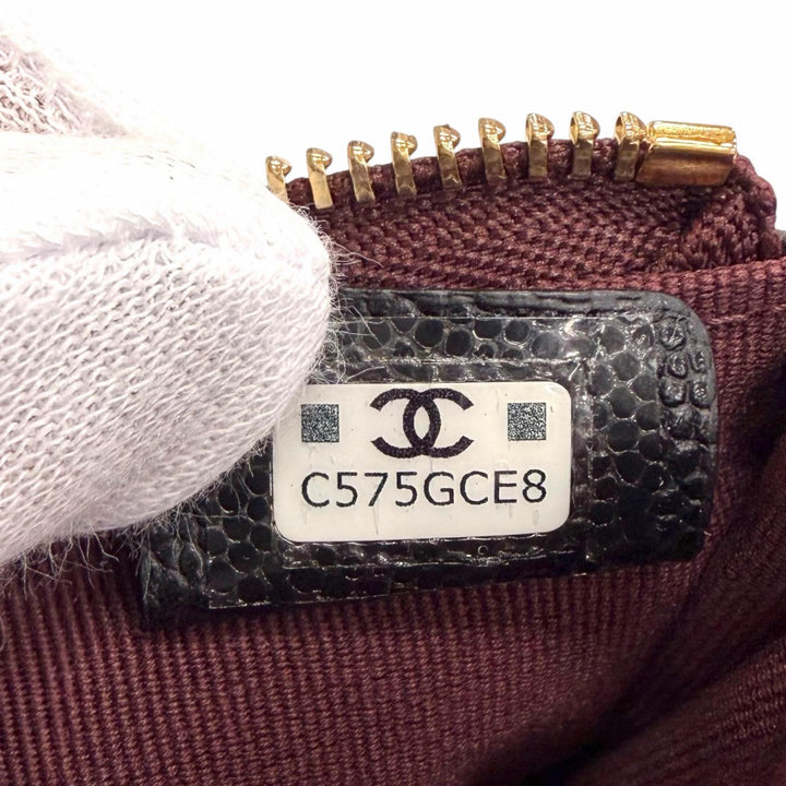 Excellent CHANEL COCO Mark Matelassé Classic Small Zip Pouch Caviar skin