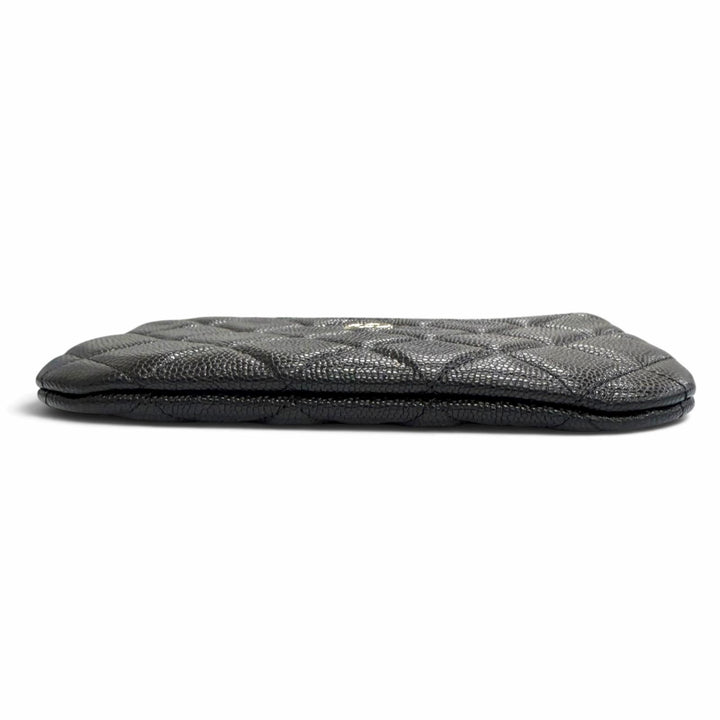 Excellent CHANEL COCO Mark Matelassé Classic Small Zip Pouch Caviar skin