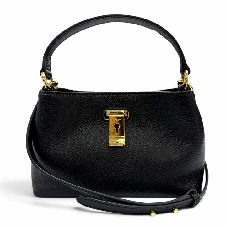 Excellent BALLY Shoulder Bag Lock Me Mini Bag 2-Way Cross Sling Bag black