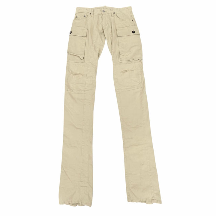 Discounted Great DSQUARED2 cargo pants Damage processing beige cotton mens IT 48 S71KB0329