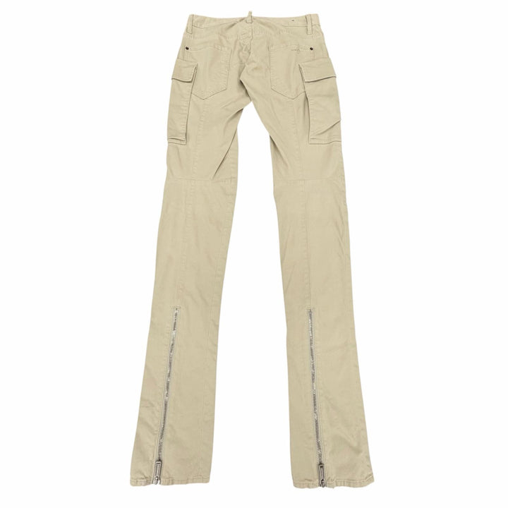 Discounted Great DSQUARED2 cargo pants Damage processing beige cotton mens IT 48 S71KB0329