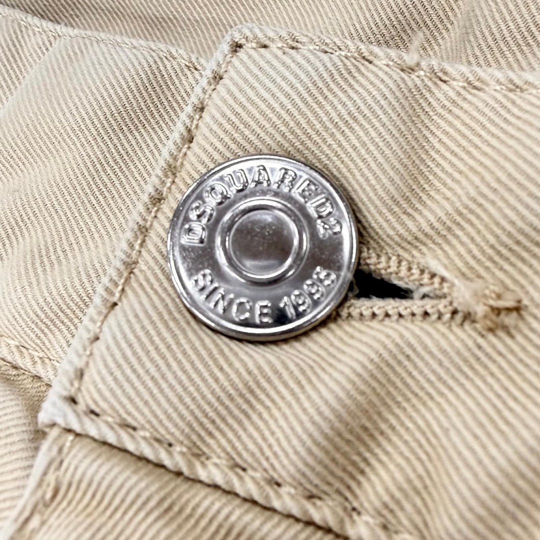 Discounted Great DSQUARED2 cargo pants Damage processing beige cotton mens IT 48 S71KB0329