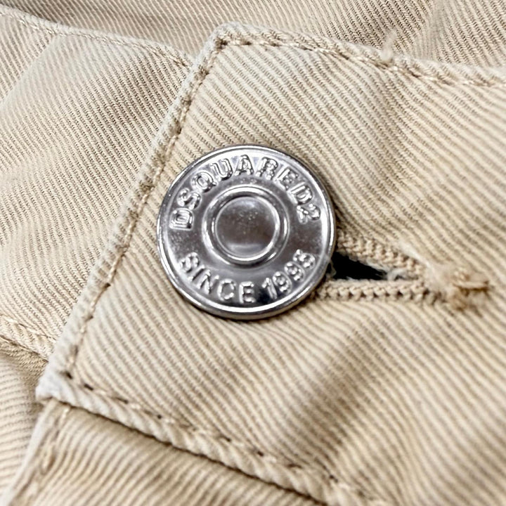 Discounted Great DSQUARED2 cargo pants Damage processing beige cotton mens IT 48 S71KB0329