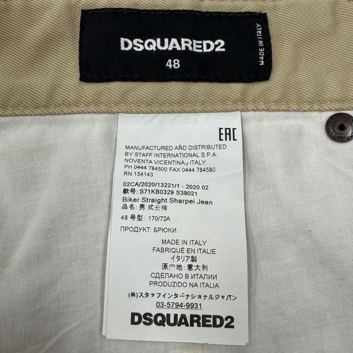 Discounted Great DSQUARED2 cargo pants Damage processing beige cotton mens IT 48 S71KB0329