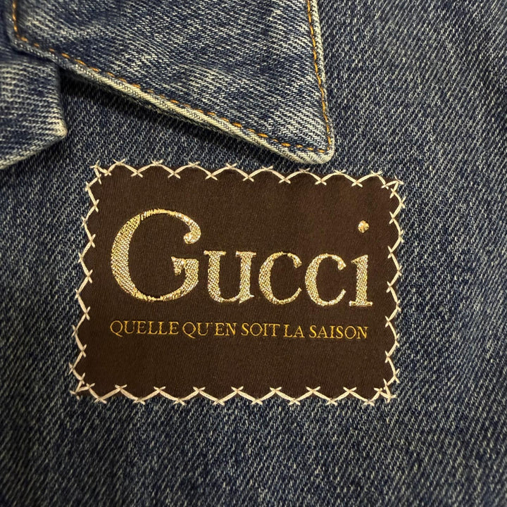 Excellent GUCCI Denim Jacket Vintage-style logo patch patchwork trucker jacket