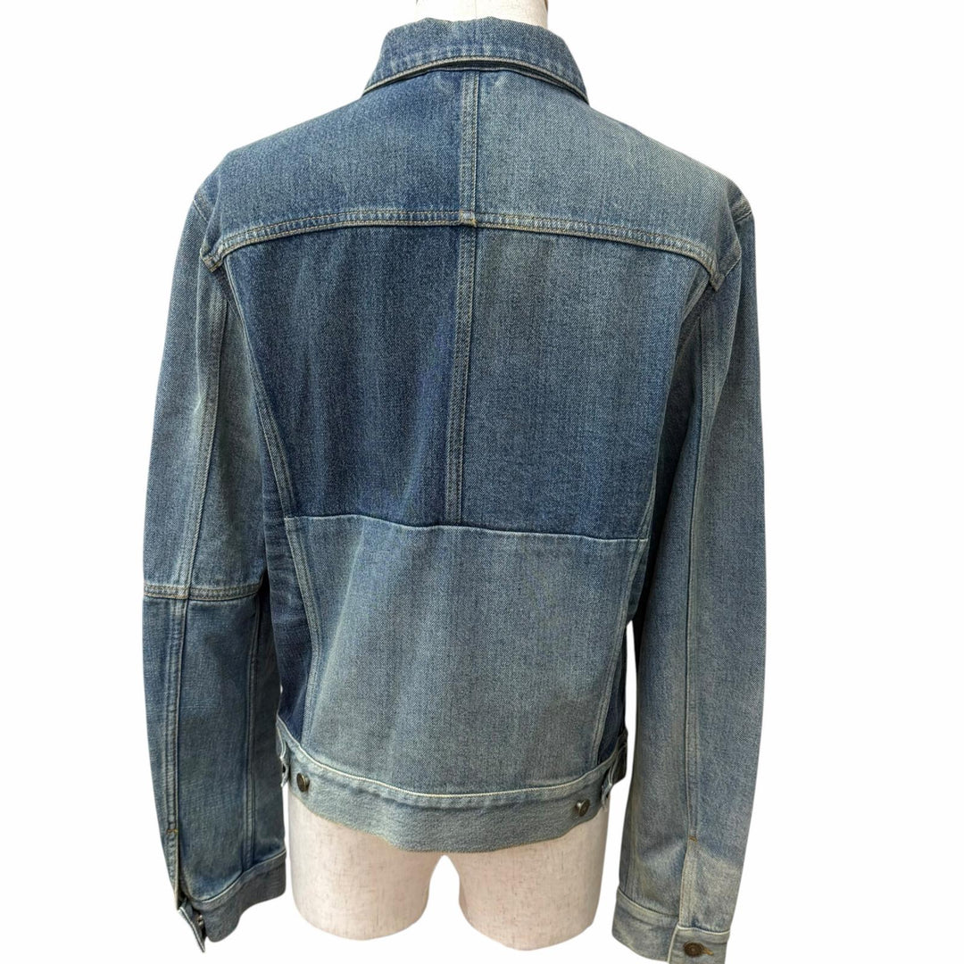 Excellent GUCCI Denim Jacket Vintage-style logo patch patchwork trucker jacket