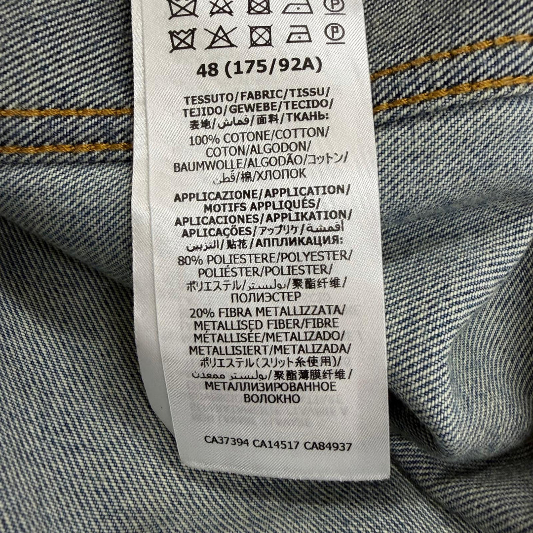 Excellent GUCCI Denim Jacket Vintage-style logo patch patchwork trucker jacket