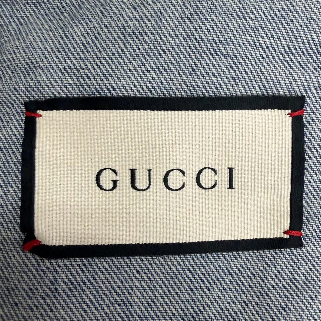 Excellent GUCCI Denim Jacket Vintage-style logo patch patchwork trucker jacket