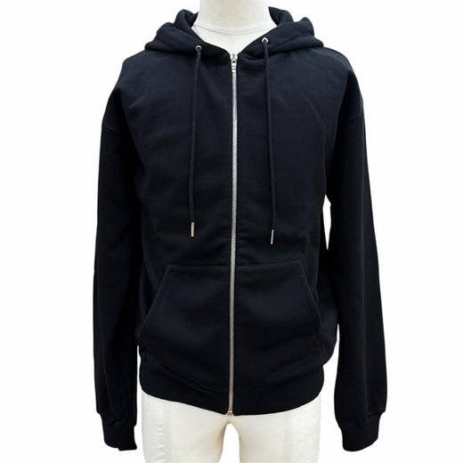 Pristine CELINE hoodie Logo print zip-up hoodie black cotton mens S 2Y497670Q