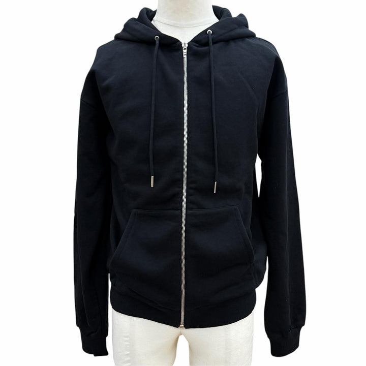 Pristine CELINE hoodie Logo print zip-up hoodie black cotton mens S 2Y497670Q