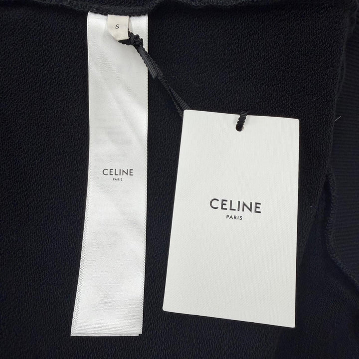 Pristine CELINE hoodie Logo print zip-up hoodie black cotton mens S 2Y497670Q