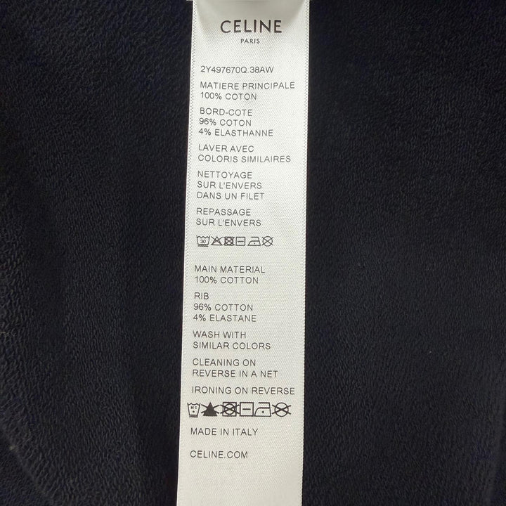 Pristine CELINE hoodie Logo print zip-up hoodie black cotton mens S 2Y497670Q