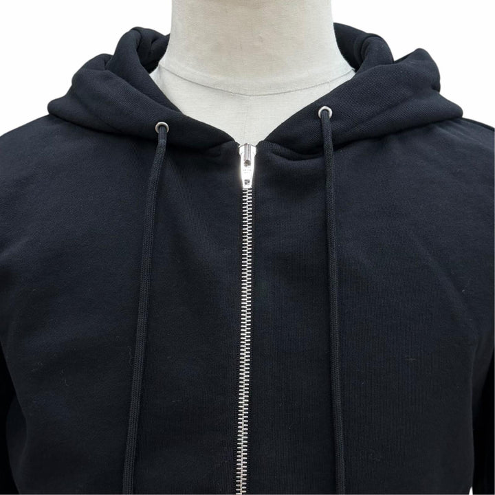 Pristine CELINE hoodie Logo print zip-up hoodie black cotton mens S 2Y497670Q