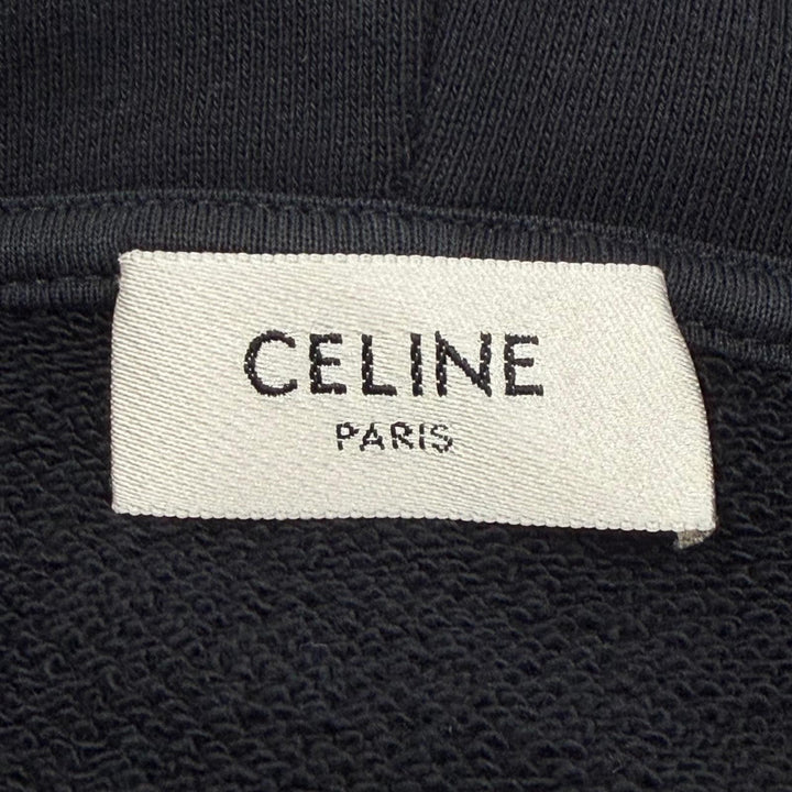 Pristine CELINE hoodie Logo print zip-up hoodie black cotton mens S 2Y497670Q