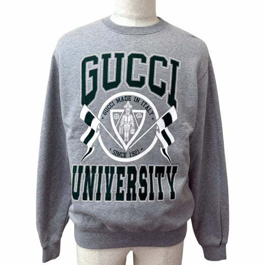 Excellent GUCCI sweat GUCCI UNIVERSITY Oversized Crew Neck Light gray