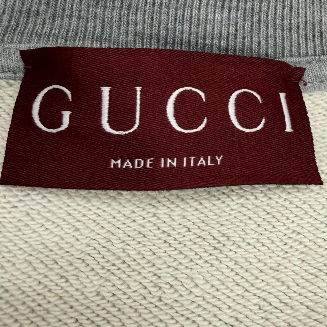 Excellent GUCCI sweat GUCCI UNIVERSITY Oversized Crew Neck Light gray