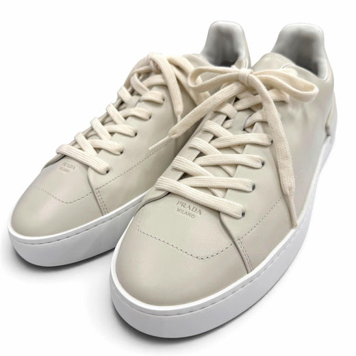 Excellent PRADA sneakers triangle logo triangle plate Chalk white 9 2EE483