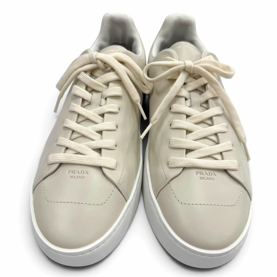 Excellent PRADA sneakers triangle logo triangle plate Chalk white 9 2EE483