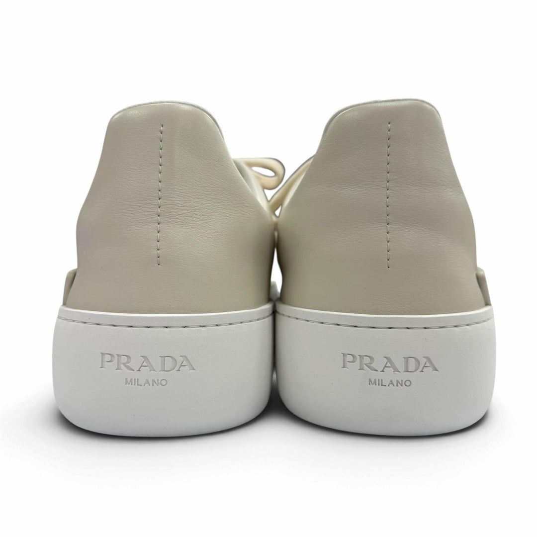Excellent PRADA sneakers triangle logo triangle plate Chalk white 9 2EE483