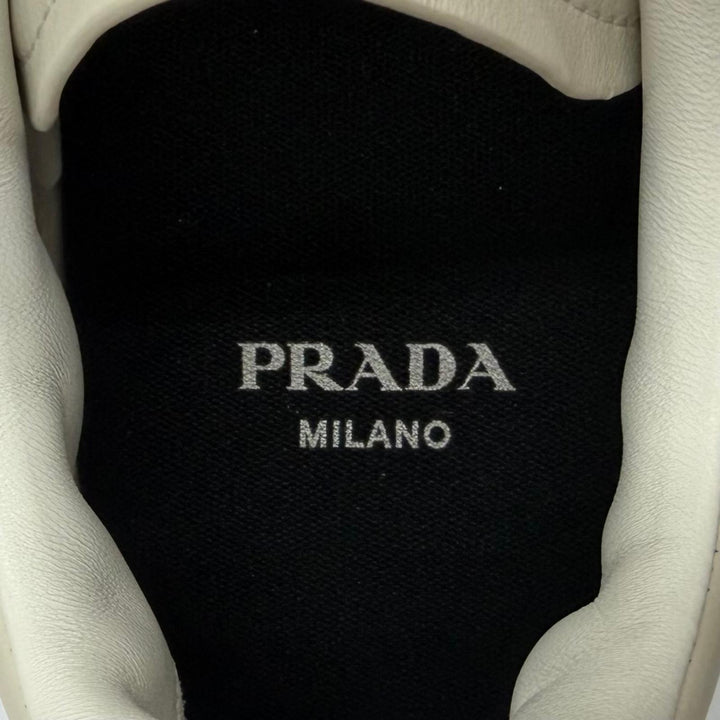 Excellent PRADA sneakers triangle logo triangle plate Chalk white 9 2EE483