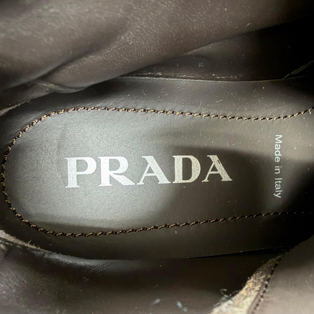 Great PRADA short boots Lace-up leather ankle boots Brown Women IT 36 1T803N