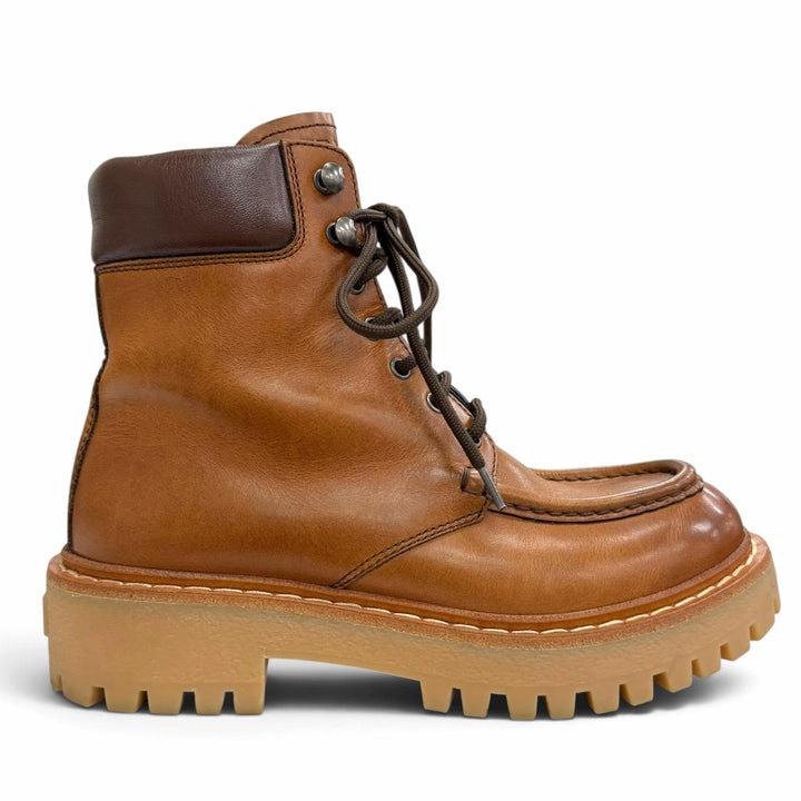 Great PRADA short boots Lace-up leather ankle boots Brown Women IT 36 1T803N