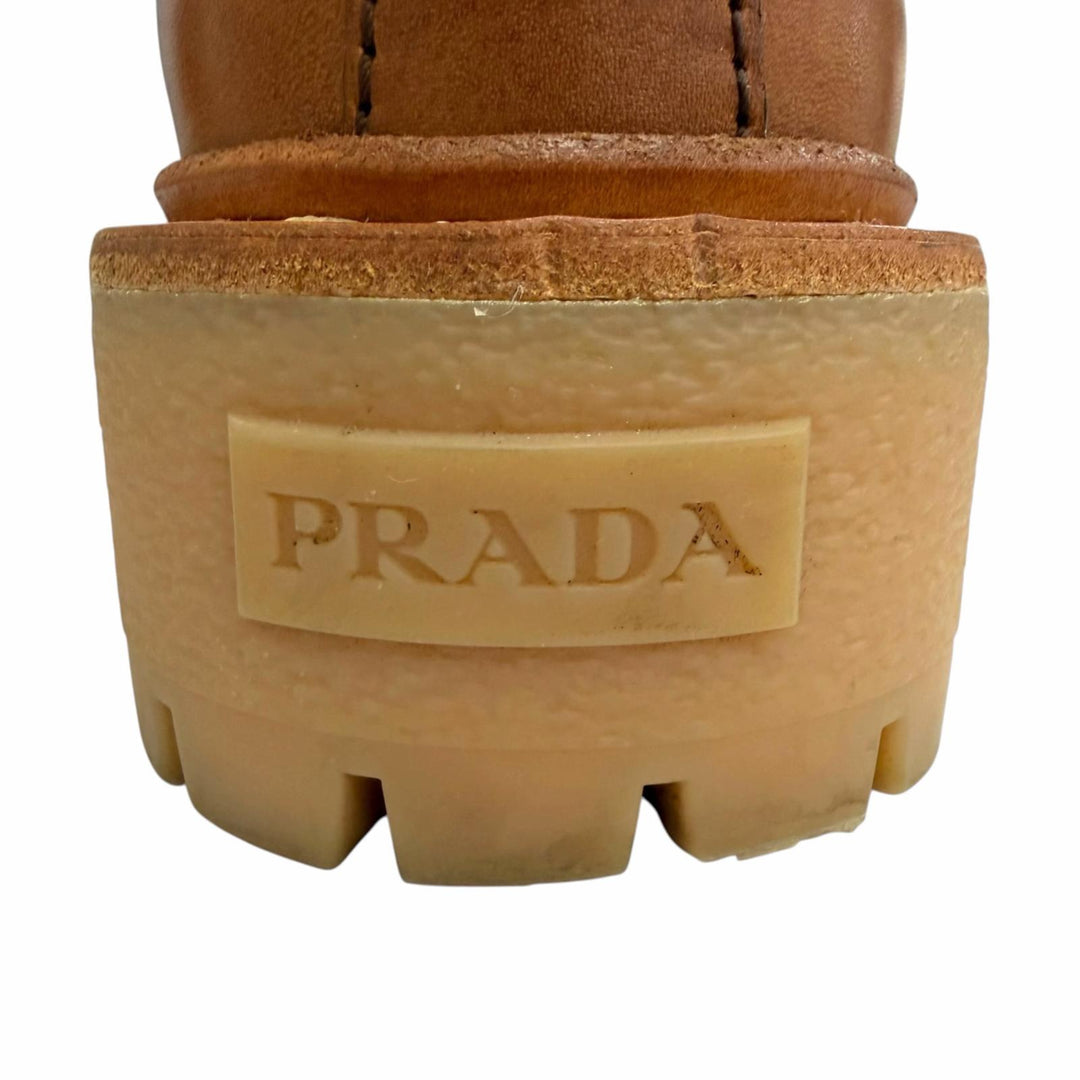 Great PRADA short boots Lace-up leather ankle boots Brown Women IT 36 1T803N