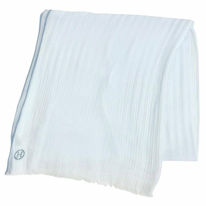Excellent HERMES Naoshima H logo mini fringe large shawl stole scarf cotton