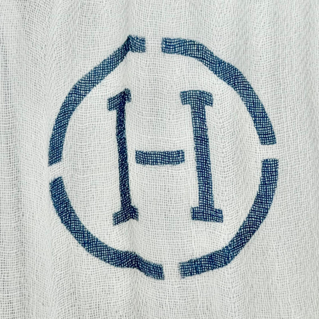 Excellent HERMES Naoshima H logo mini fringe large shawl stole scarf cotton