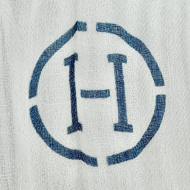 Excellent HERMES Naoshima H logo mini fringe large shawl stole scarf cotton