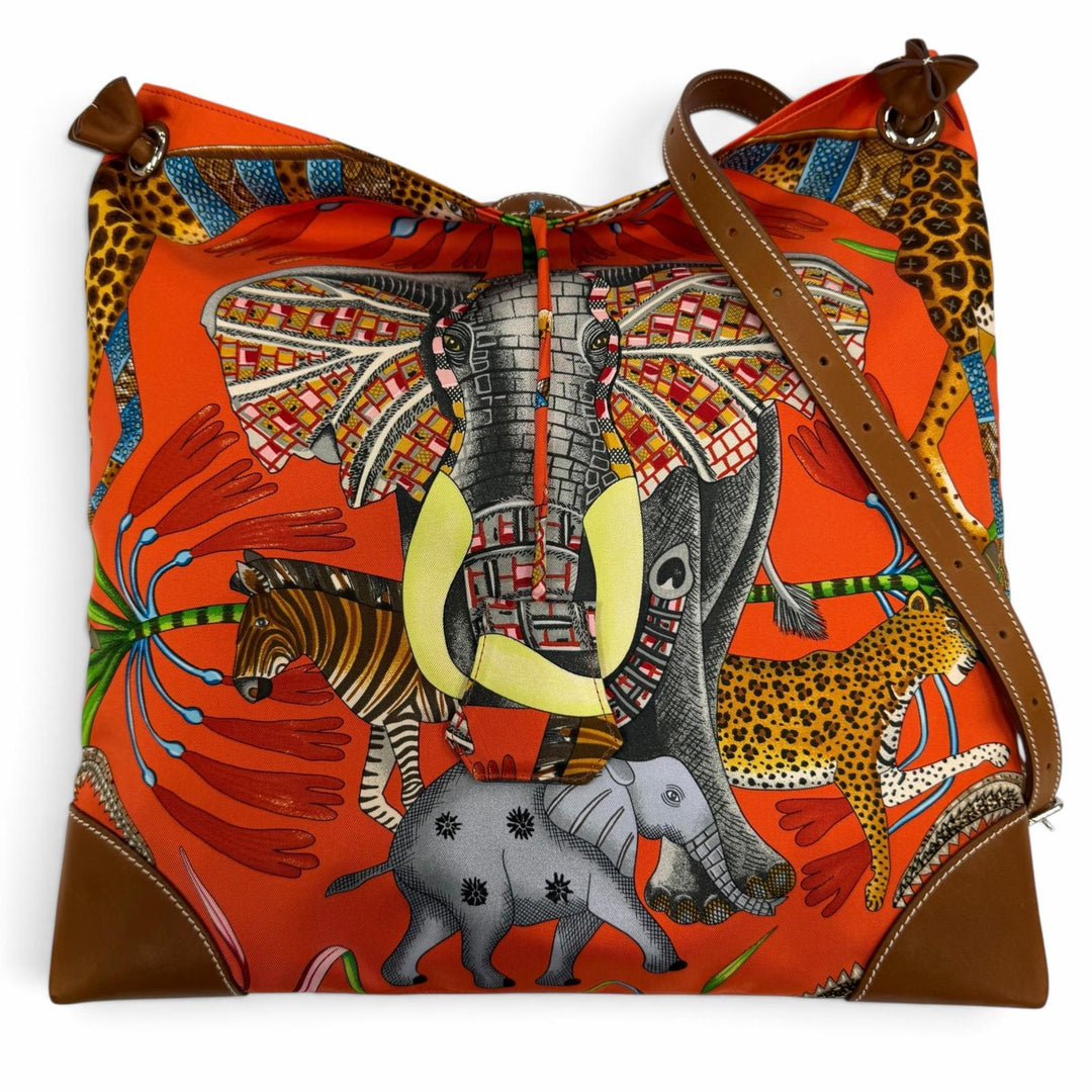 Great HERMES Shoulder Bag La Marche du Zambezi (The Zambezi River March) silk