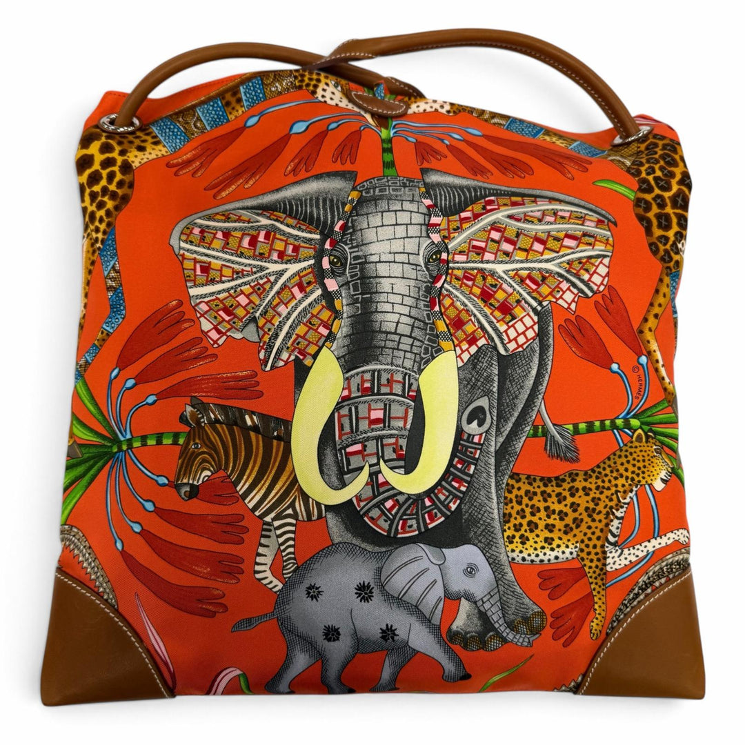 Great HERMES Shoulder Bag La Marche du Zambezi (The Zambezi River March) silk