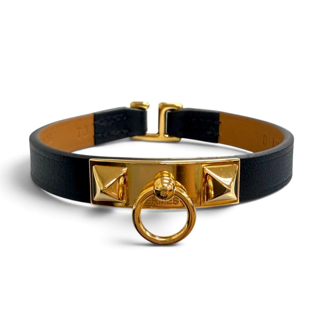 Excellent HERMES bracelet Micro Rival black Swift Women