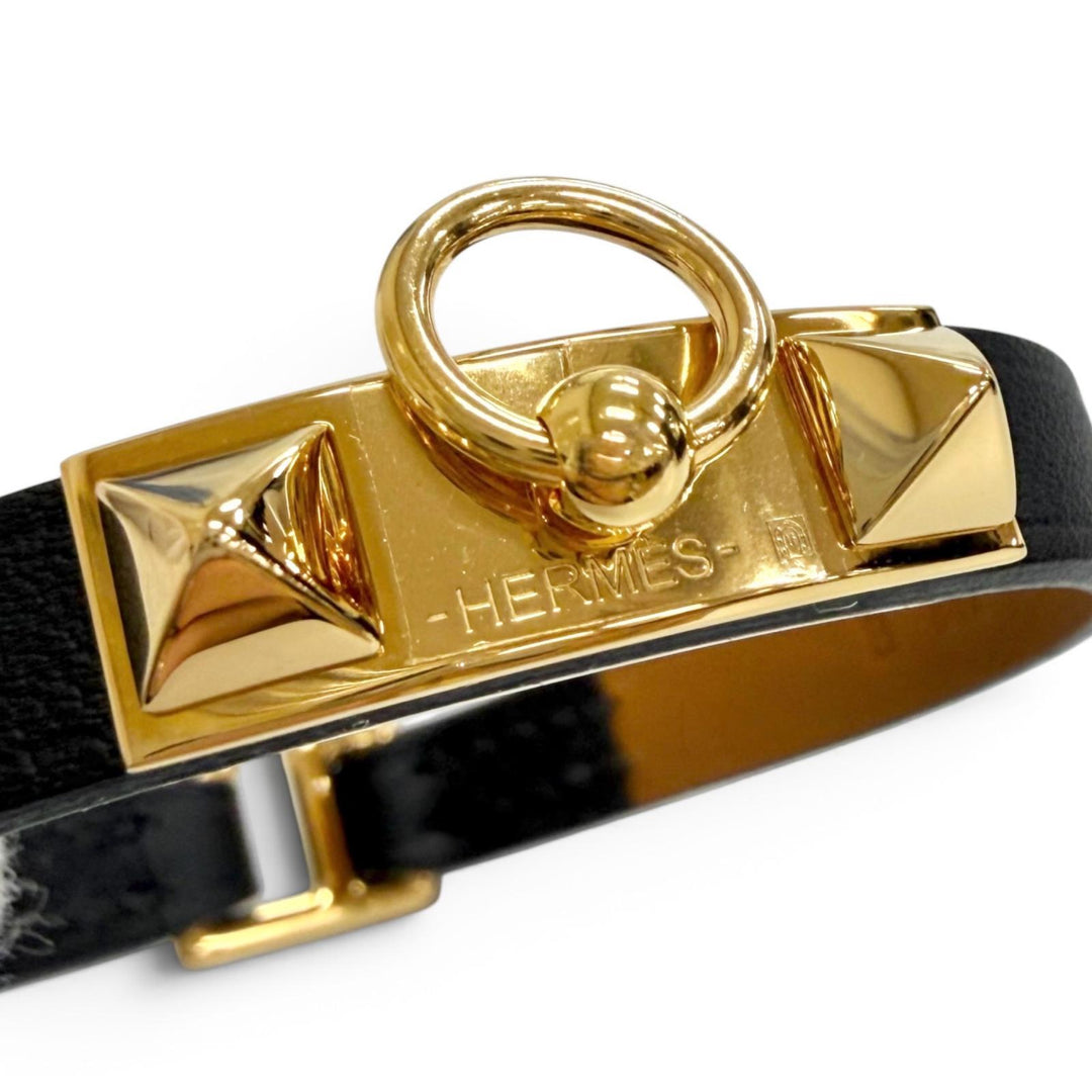Excellent HERMES bracelet Micro Rival black Swift Women