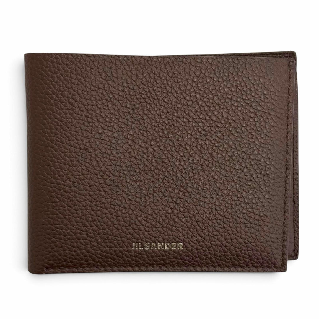Pristine JIL SANDER Bifold Wallet Zip pocket wallet logo brown leather J25UI0002