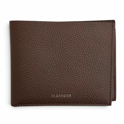Pristine JIL SANDER Bifold Wallet Zip pocket wallet logo brown leather J25UI0002