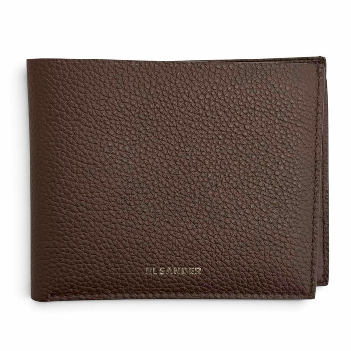 Pristine JIL SANDER Bifold Wallet Zip pocket wallet logo brown leather J25UI0002