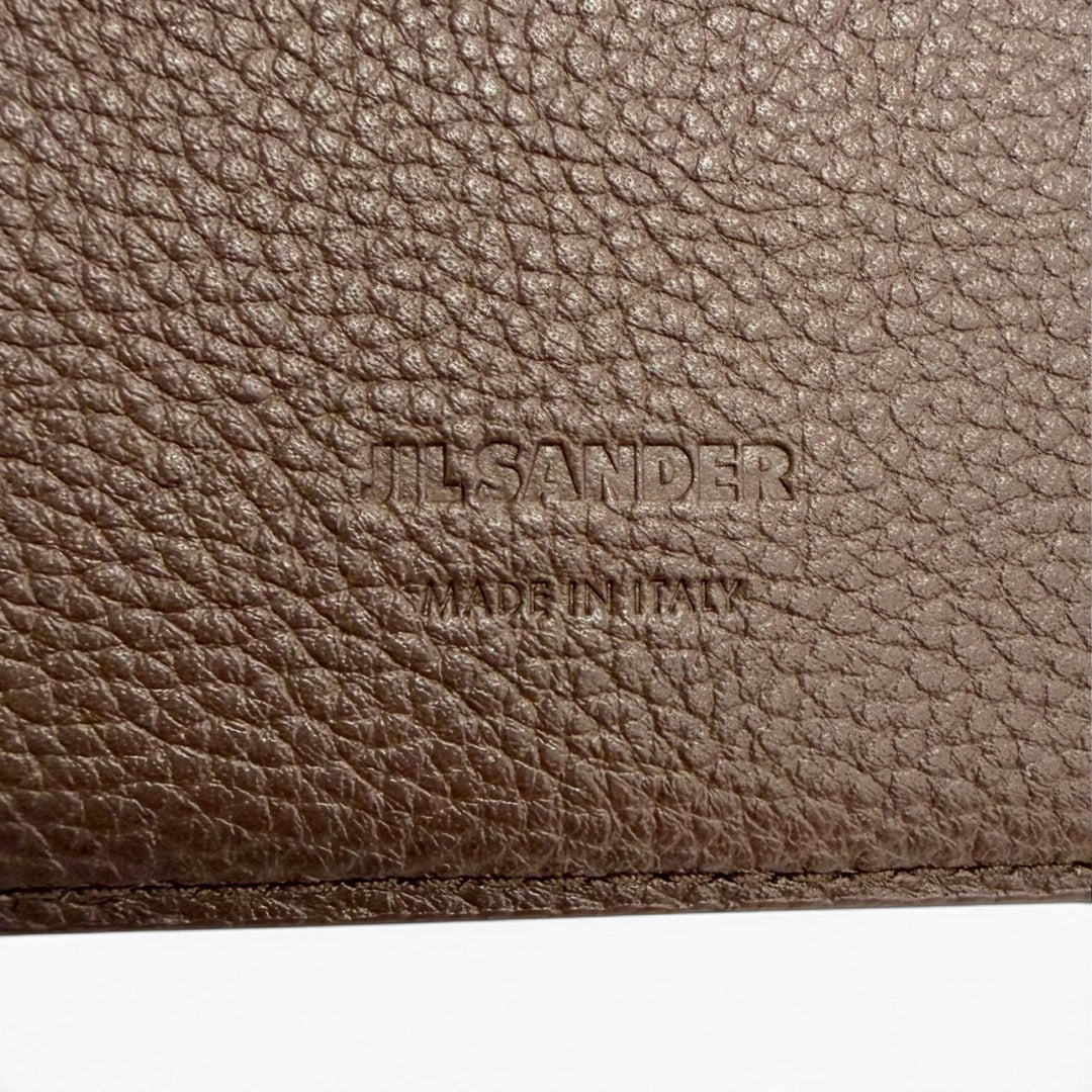 Pristine JIL SANDER Bifold Wallet Zip pocket wallet logo brown leather J25UI0002