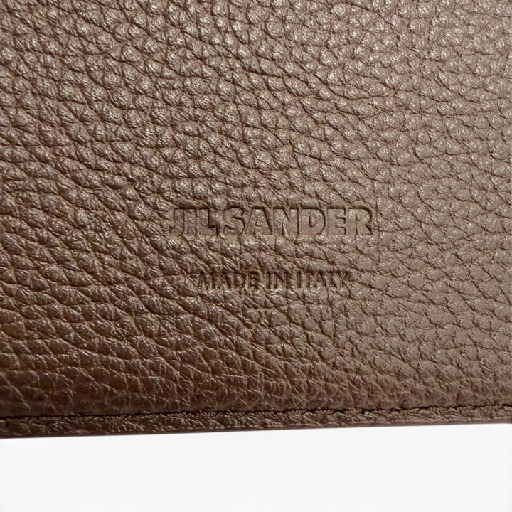 Pristine JIL SANDER Bifold Wallet Zip pocket wallet logo brown leather J25UI0002