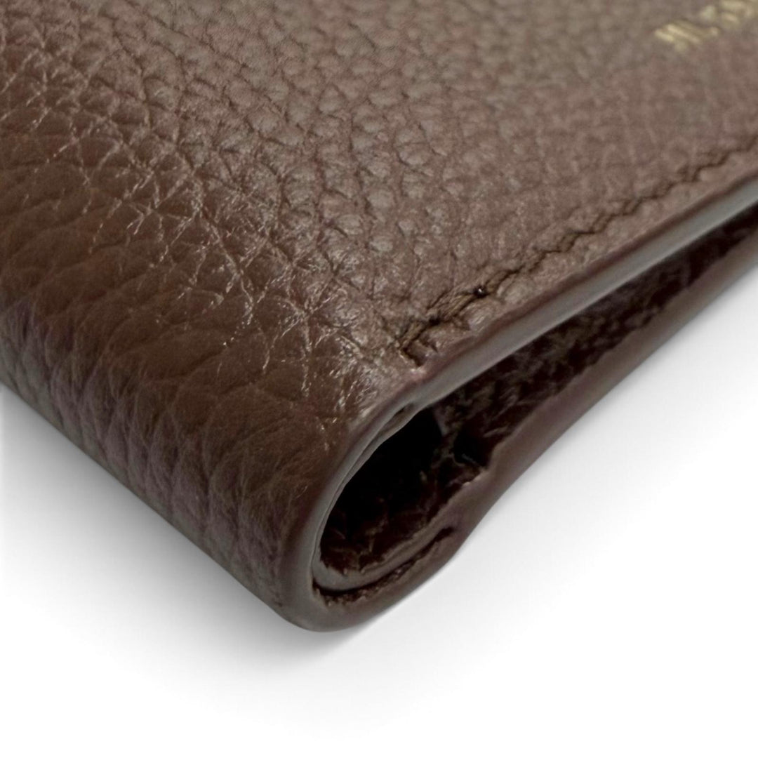 Pristine JIL SANDER Bifold Wallet Zip pocket wallet logo brown leather J25UI0002