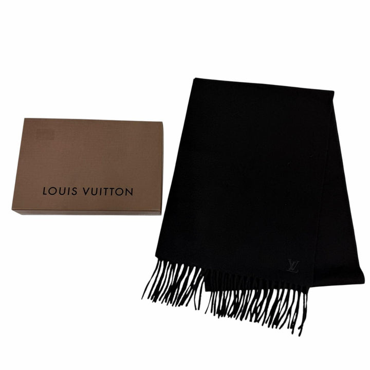 Great LOUIS VUITTON Scarf Echarpe Geram LV logo embroidery cashmere M75362