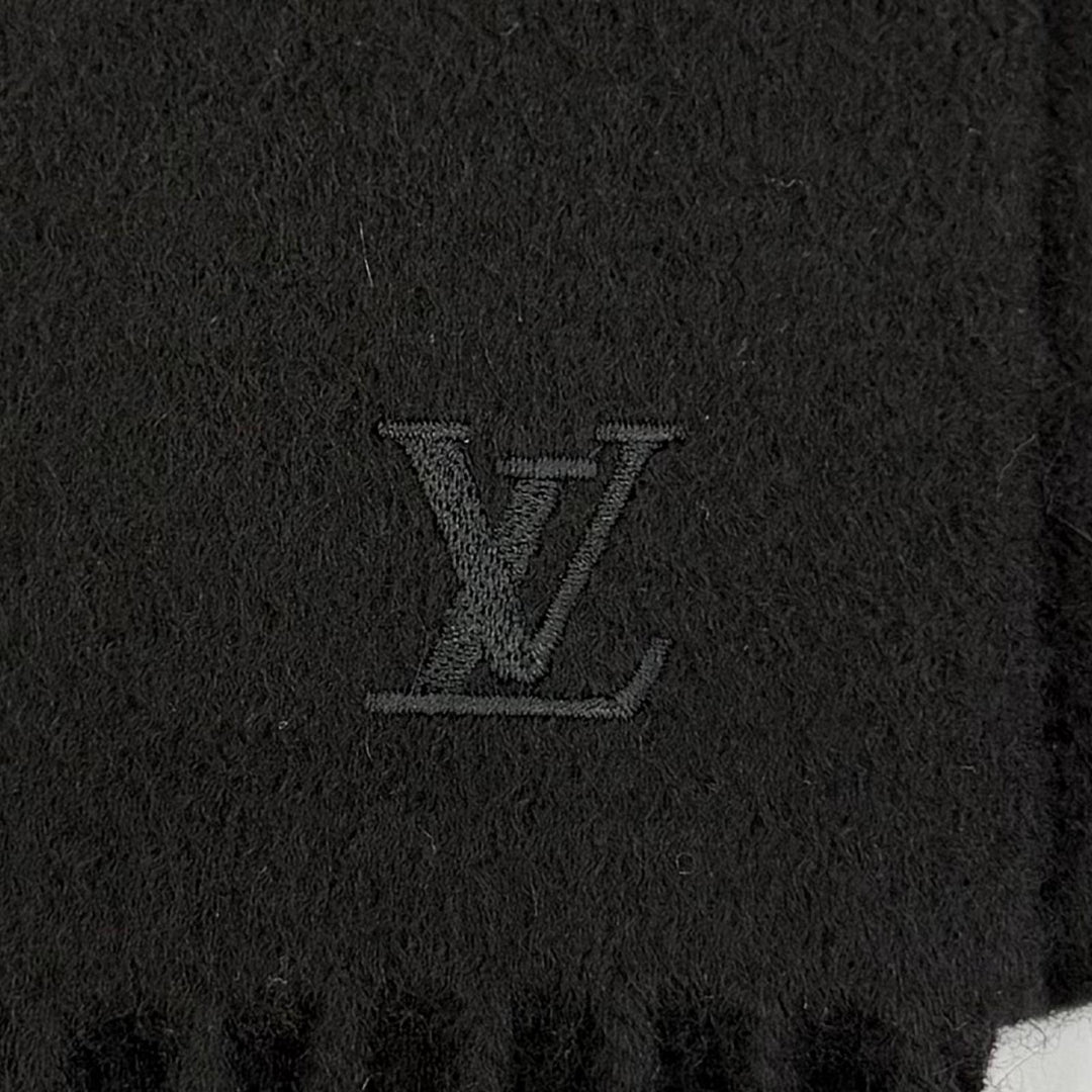 Great LOUIS VUITTON Scarf Echarpe Geram LV logo embroidery cashmere M75362