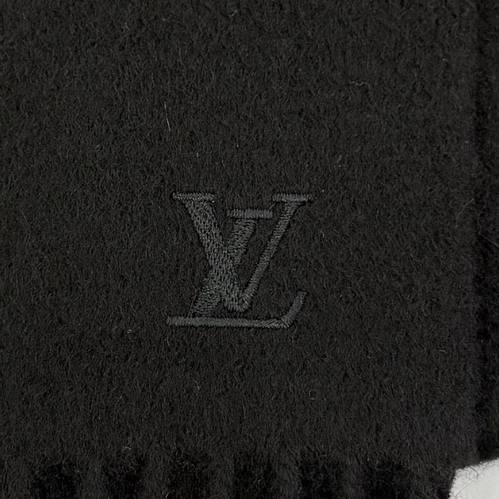 Great LOUIS VUITTON Scarf Echarpe Geram LV logo embroidery cashmere M75362