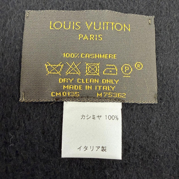 Great LOUIS VUITTON Scarf Echarpe Geram LV logo embroidery cashmere M75362
